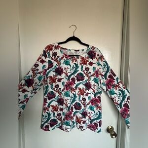 Talbots Floral Blouse - White,‎ Purple, Green